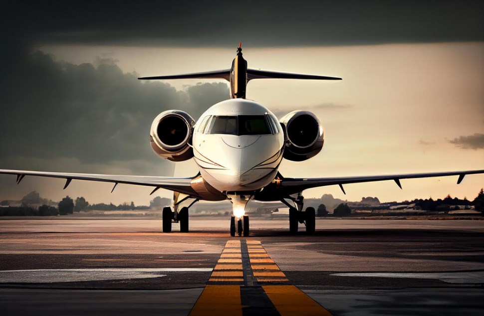 a plane standing on the runway