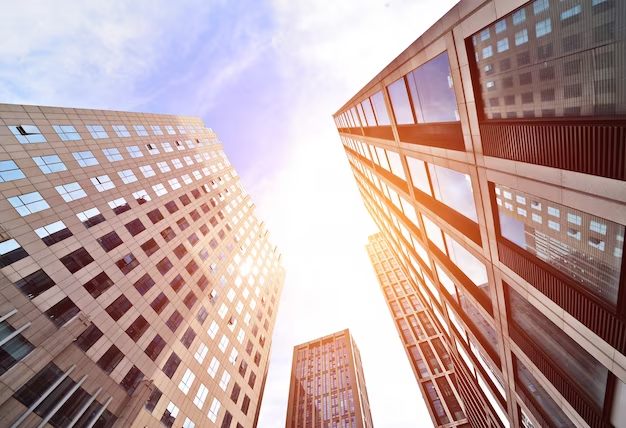 Multistory buildings against the sky