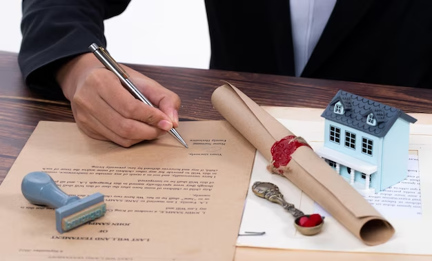 A man is signing a document